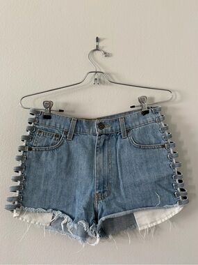 Carmar Light Blue Denim Shorts with Side Ladder Cutouts